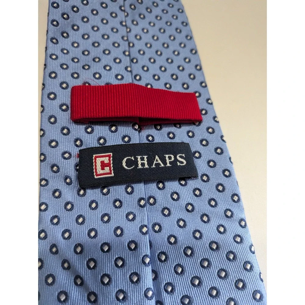 Chaps Men's Silk Tie. Blue Necktie. Hand Made 100% Silk